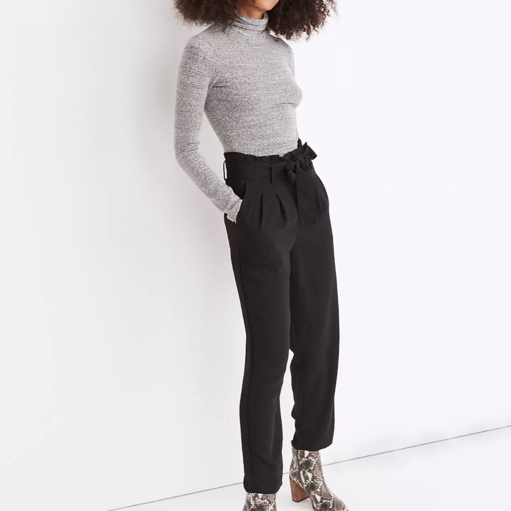 Black drapery paper bag pants